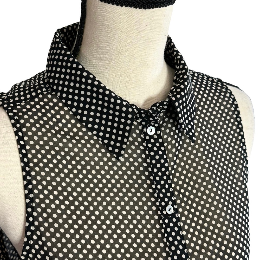 3/$10 Bella Ragazza Blouse M Polka Dot Sheer - Picture 2 of 5